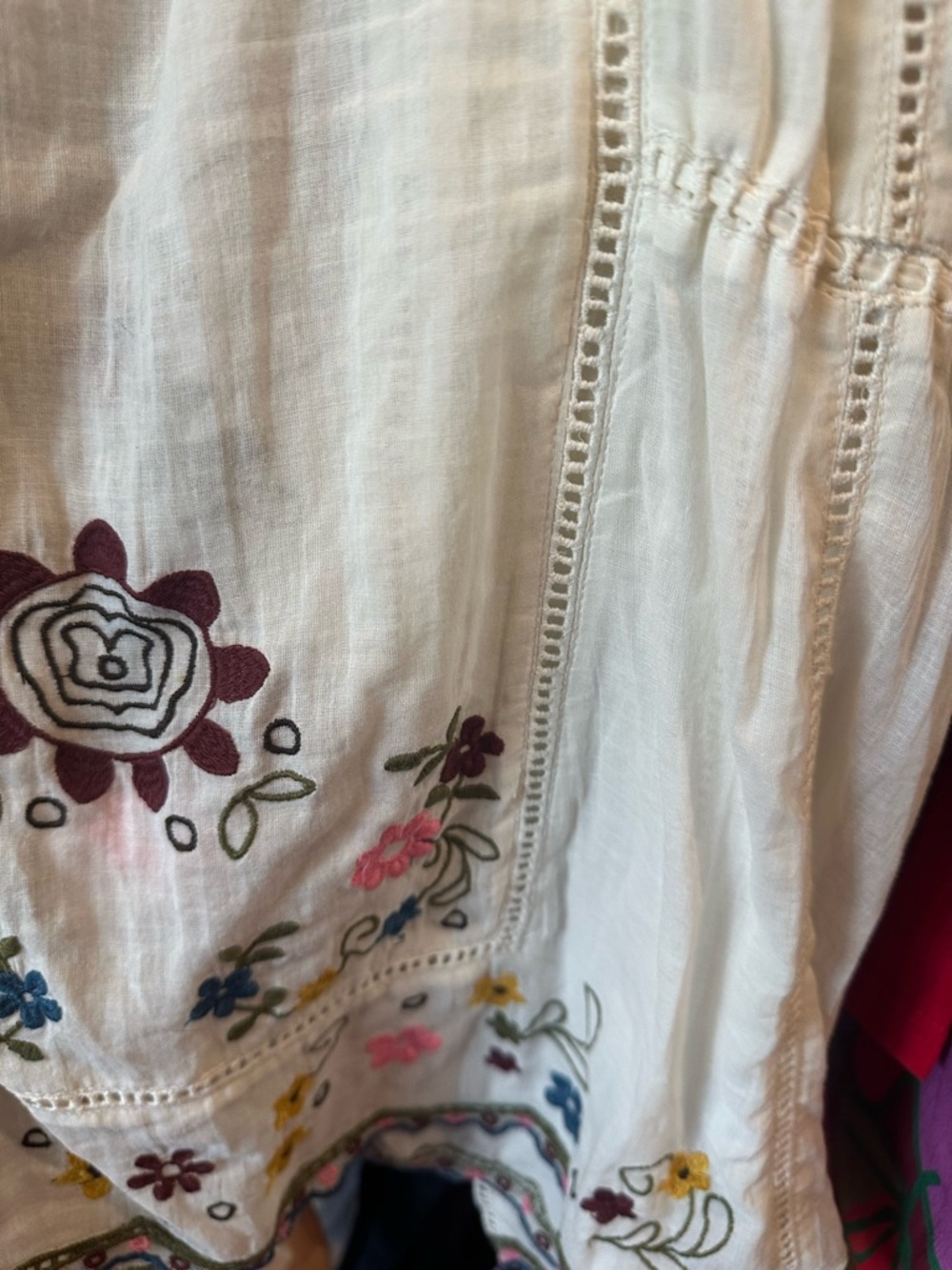FREE PEOPLE “Danielle” Cotton Voile Embroidered Blouse Cloud Dancer Large NWT - Picture 5 of 15